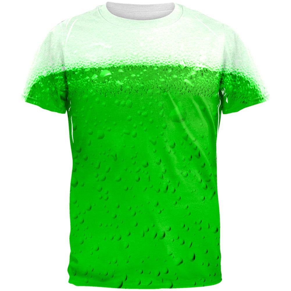 St. Patricks Day Green Beer All Over Adult T-Shirt Men's T-Shirts Old Glory 2XL Multi 