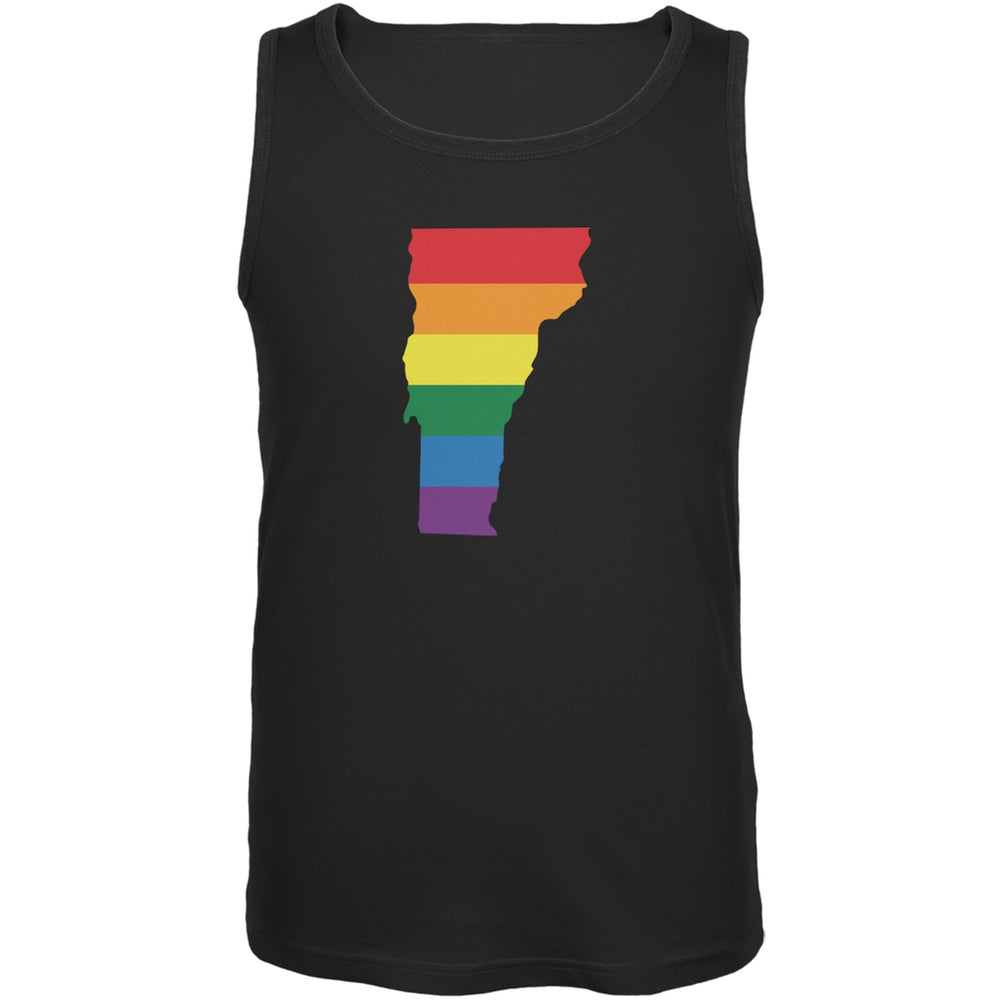 Vermont LGBT Gay Pride Rainbow Black Adult Tank Top Men's Tank Tops Old Glory 2XL Black 