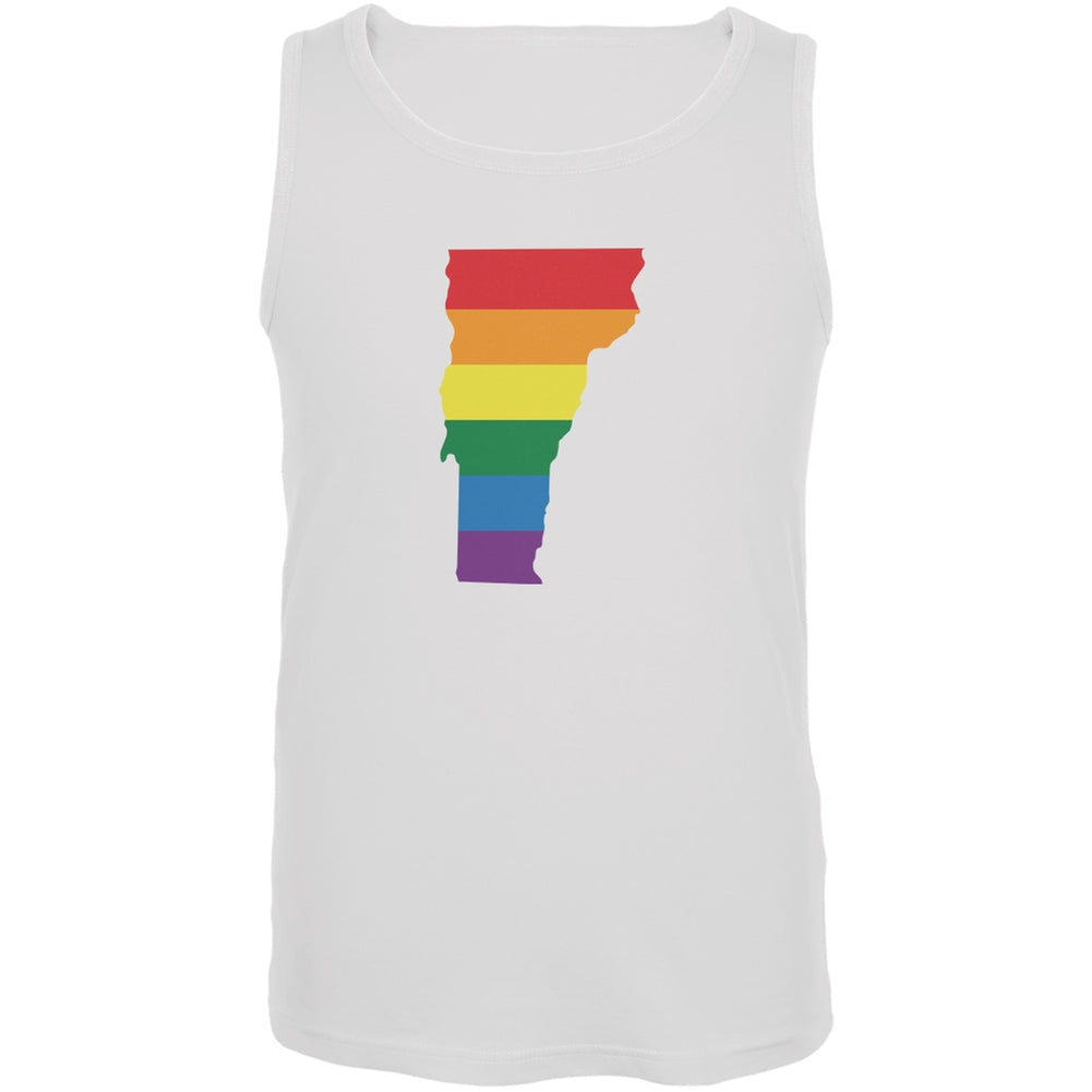 Vermont LGBT Gay Pride Rainbow White Adult Tank Top Men's Tank Tops Old Glory 2XL White 