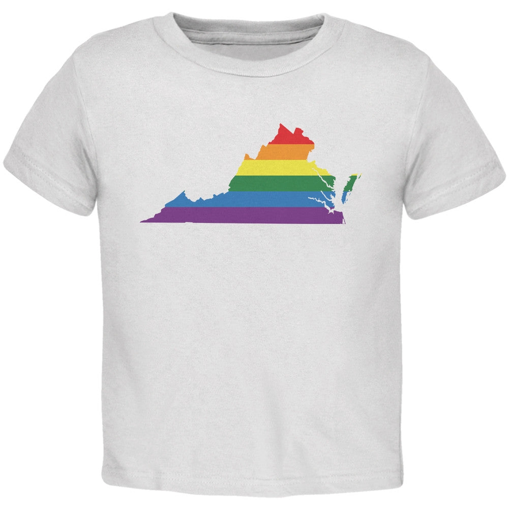 Virginia LGBT Gay Pride Rainbow White Toddler T-Shirt Toddler T-Shirts Old Glory 2T White 