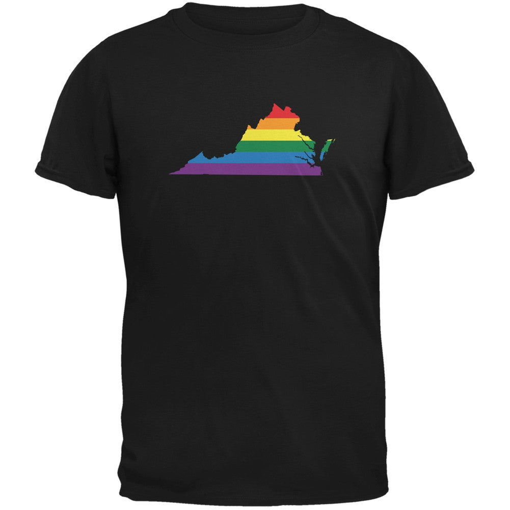 Virginia LGBT Gay Pride Rainbow Black Adult T-Shirt Men's T-Shirts Old Glory 2XL Black 