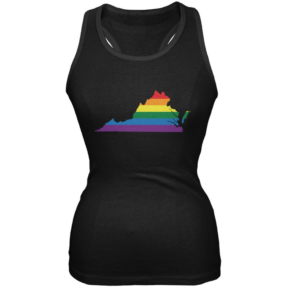 Virginia LGBT Lesbian Pride Rainbow Black Juniors Soft Tank Top Juniors T-Shirts Old Glory 2XL Black 