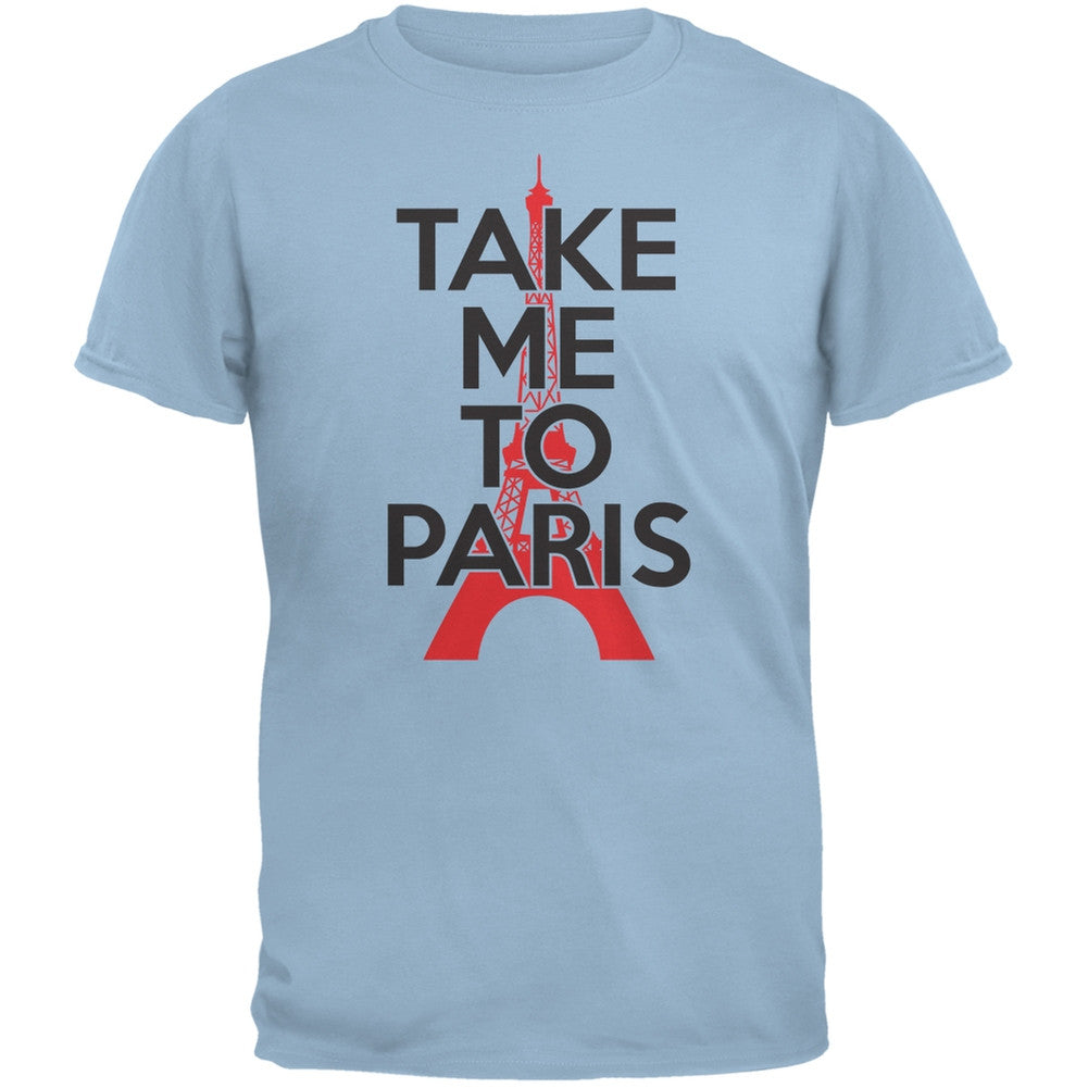 Take Me To Paris Light Blue Adult T-Shirt Men's T-Shirts Old Glory 2XL Blue 