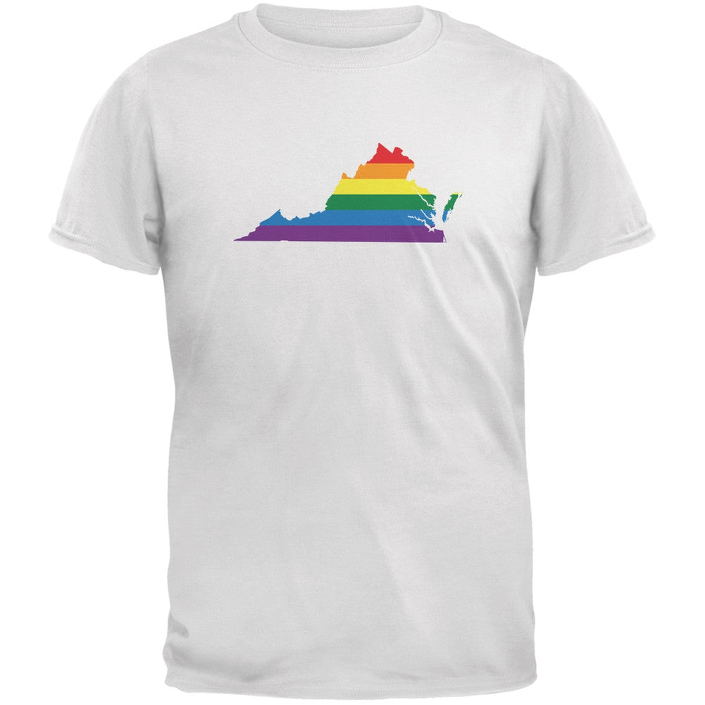 Virginia LGBT Gay Pride Rainbow White Adult T-Shirt Men's T-Shirts Old Glory 2XL White 