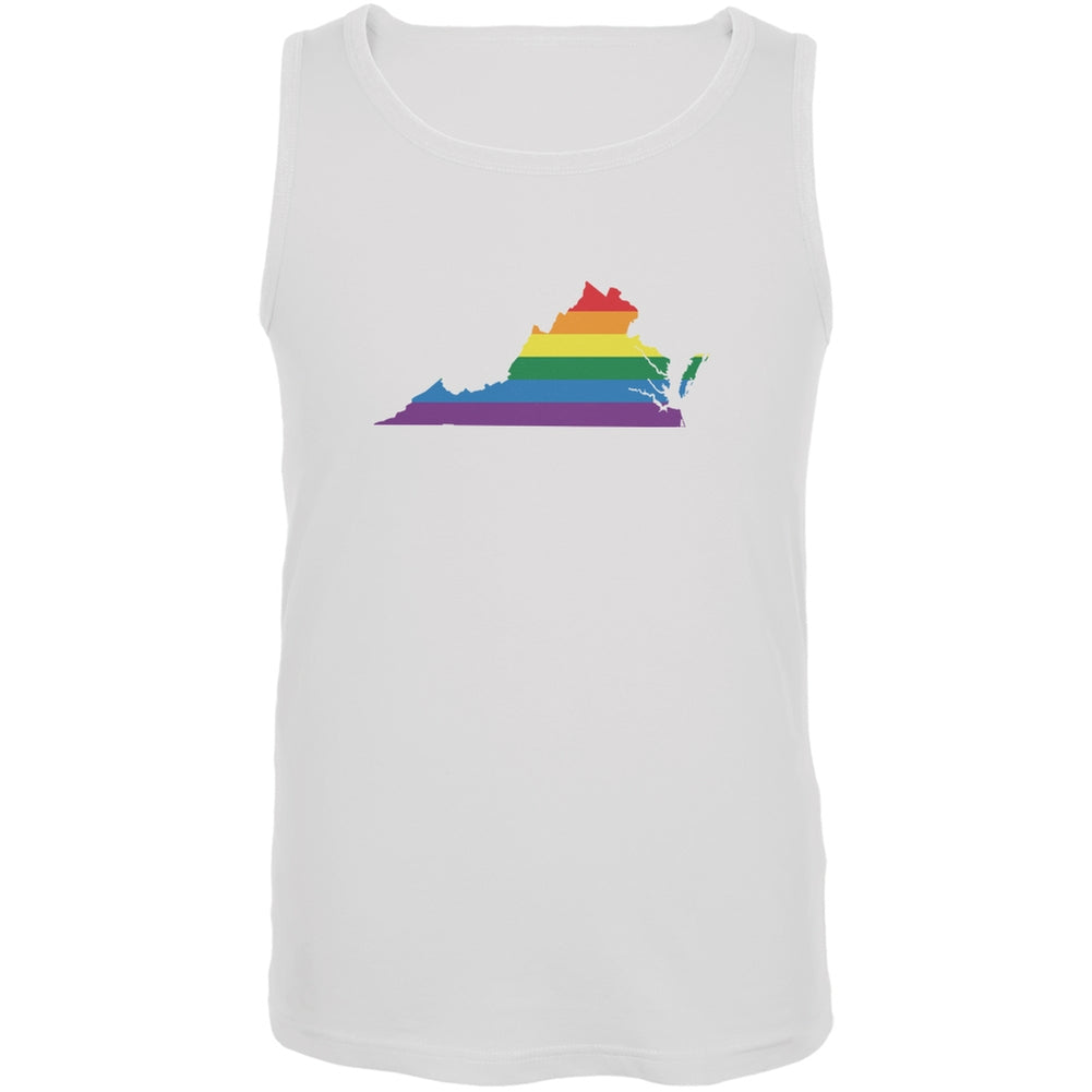 Virginia LGBT Gay Pride Rainbow White Adult Tank Top Men's Tank Tops Old Glory 2XL White 