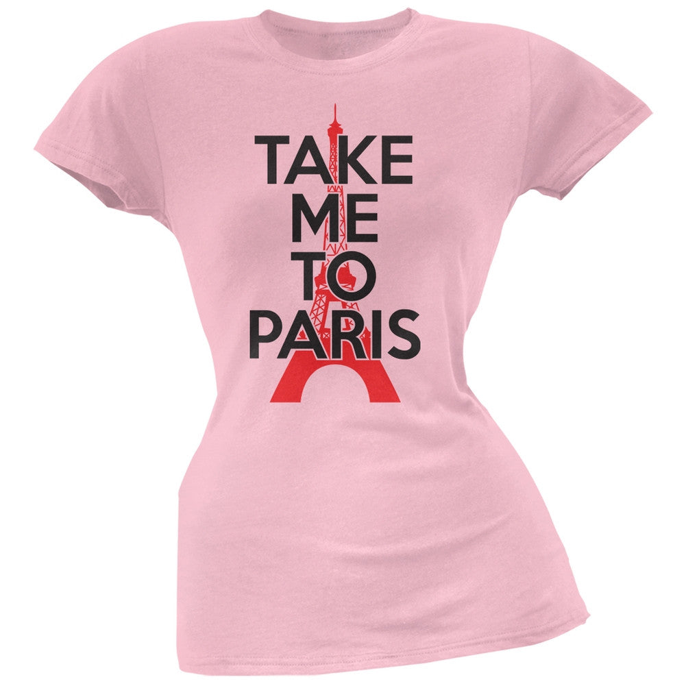 Take Me To Paris Light Pink Soft Juniors T-Shirt Juniors T-Shirts Old Glory 2XL Pink 