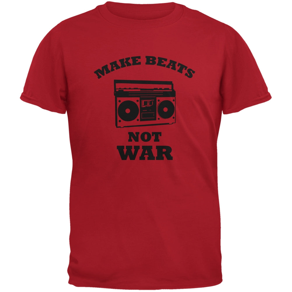 Make Beats Not War Boombox Red Adult T-Shirt Men's T-Shirts Old Glory 2XL Red 