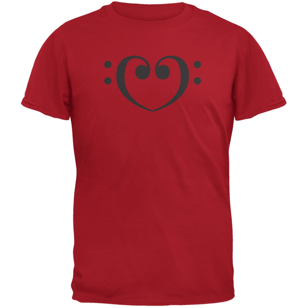 Bass Clef Heart Red Adult T-Shirt Men's T-Shirts Old Glory 2XL Red 