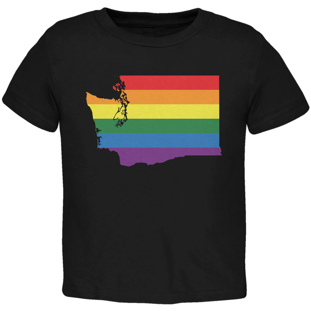 Washington LGBT Gay Pride Rainbow Black Toddler T-Shirt Toddler T-Shirts LGBT 2T Black 