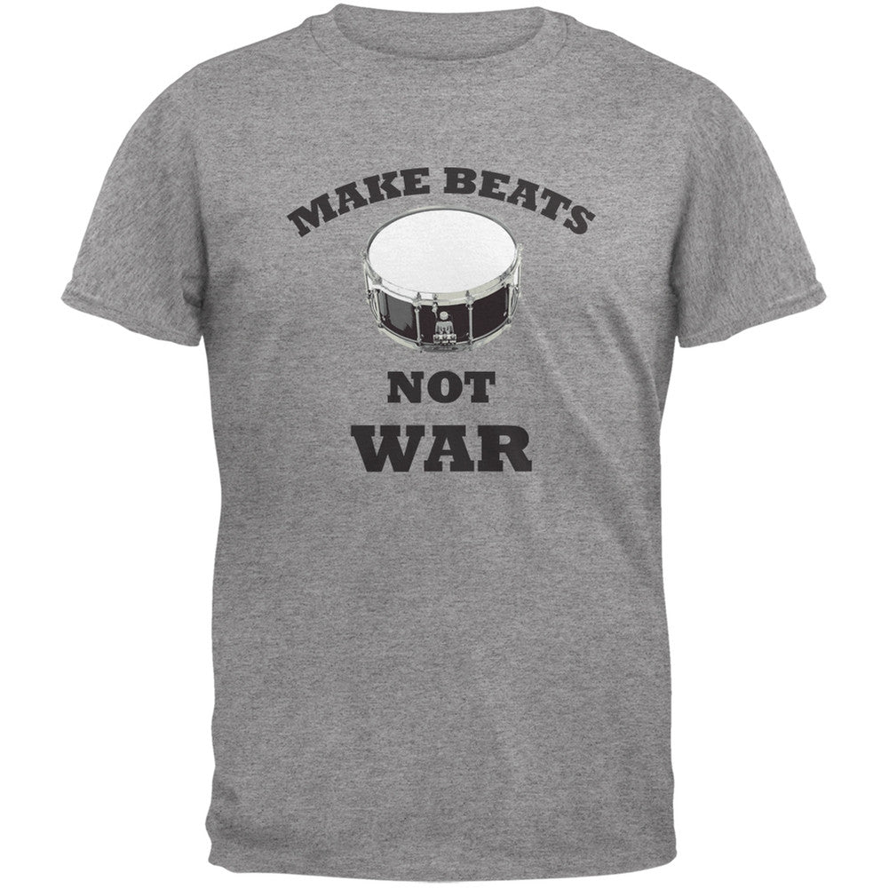 Make Beats Not War Snare Heather Grey Adult T-Shirt Men's T-Shirts Old Glory 2XL Grey 