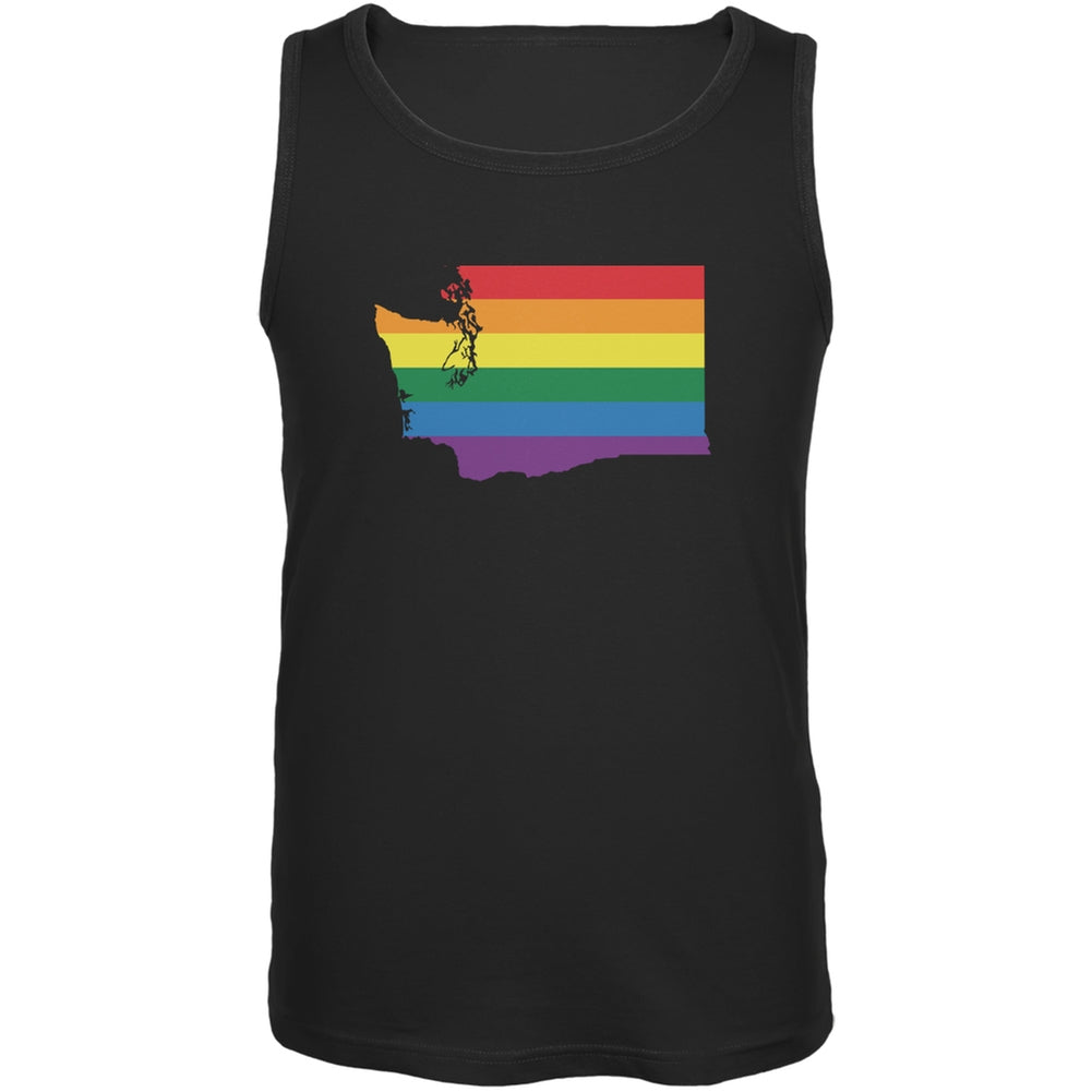 Washington LGBT Gay Pride Rainbow Black Adult Tank Top Men's Tank Tops Old Glory 2XL Black 