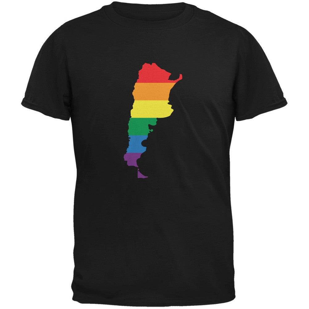 Argentina LGBT Gay Pride Rainbow Black Adult T-Shirt Men's T-Shirts Old Glory 2XL Black 