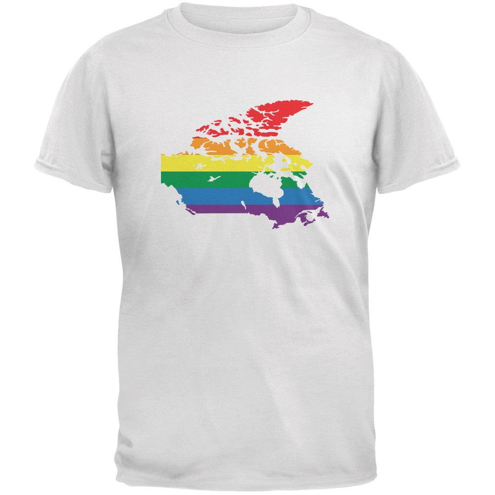 Canada LGBT Gay Pride Rainbow White Adult T-Shirt Men's T-Shirts Old Glory 2XL White 