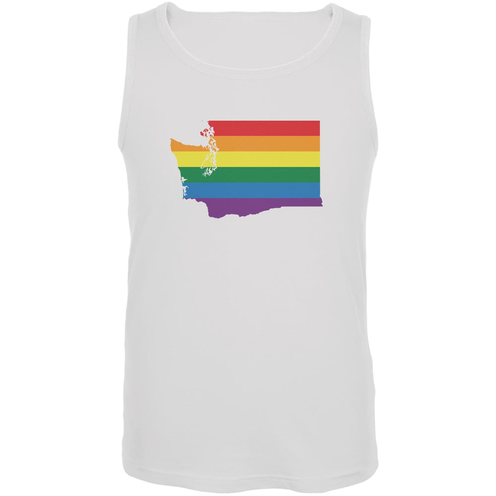 Washington LGBT Gay Pride Rainbow White Adult Tank Top Men's Tank Tops Old Glory 2XL White 