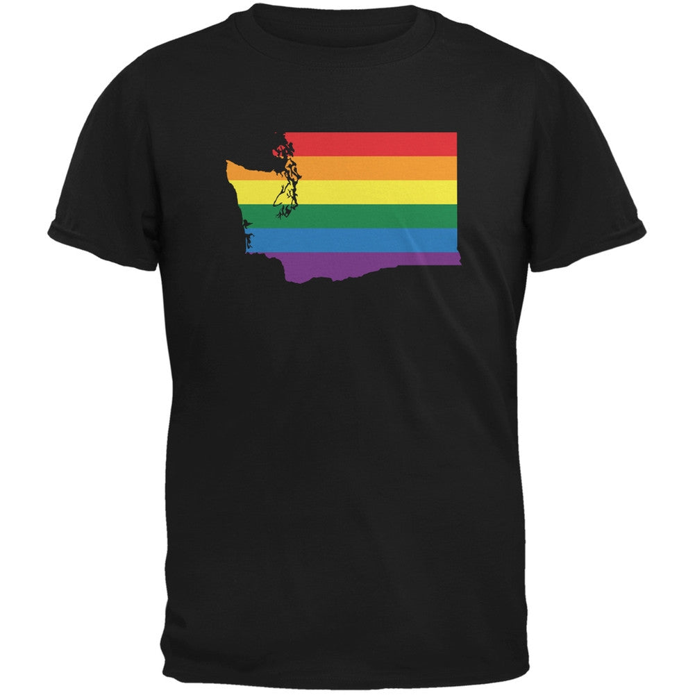 Washington LGBT Gay Pride Rainbow Black Youth T-Shirt Youth T-Shirts Old Glory LG Black 