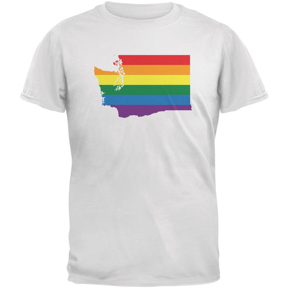 Washington LGBT Gay Pride Rainbow White Youth T-Shirt Youth T-Shirts Old Glory LG White 