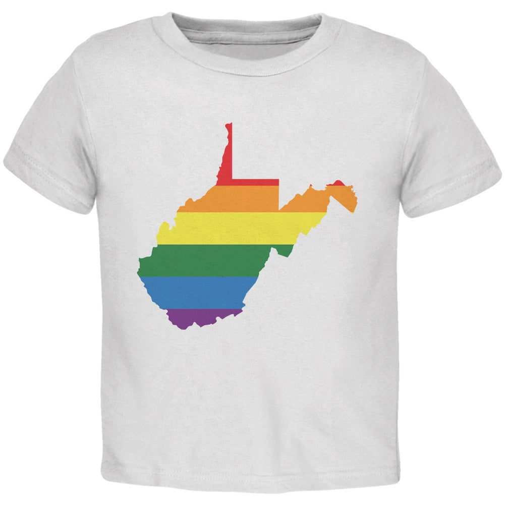 West Virginia LGBT Gay Pride Rainbow White Toddler T-Shirt Toddler T-Shirts Old Glory 2T White 