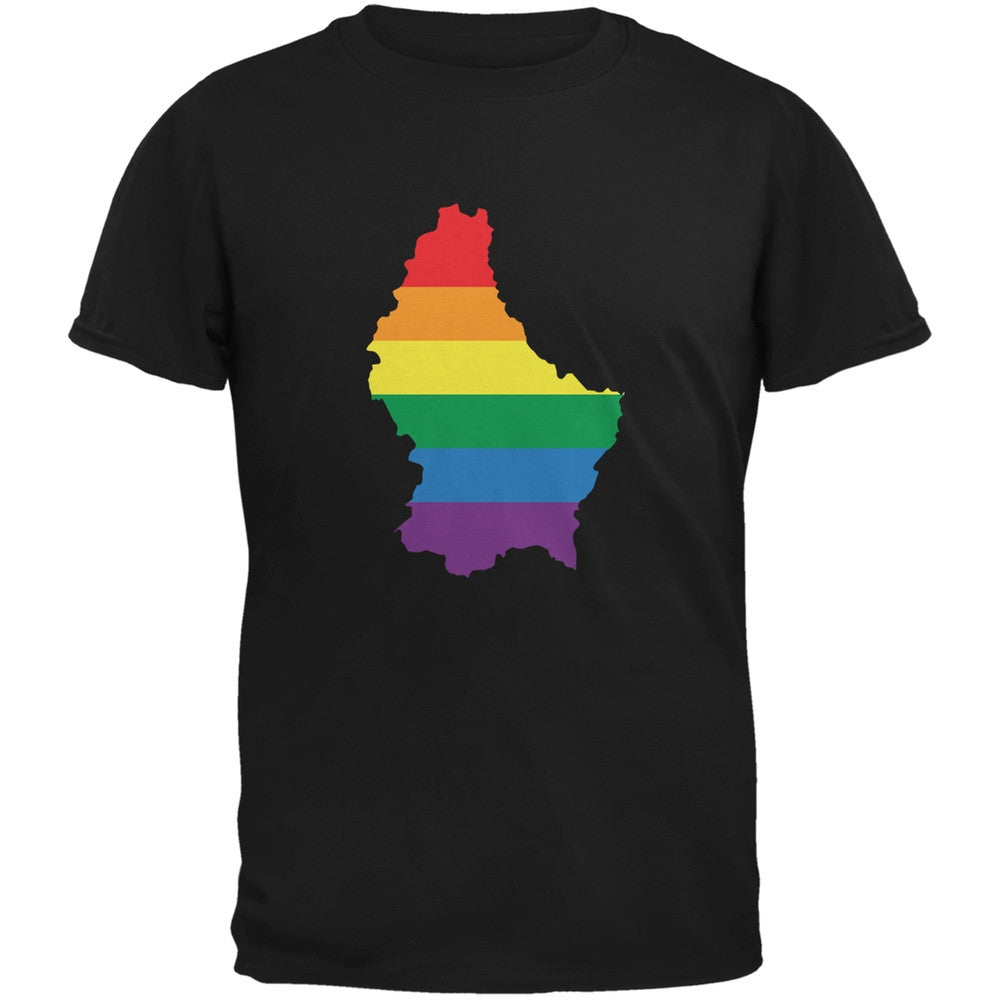 Luxembourg LGBT Gay Pride Rainbow Black Adult T-Shirt Men's T-Shirts Old Glory 2XL Black 