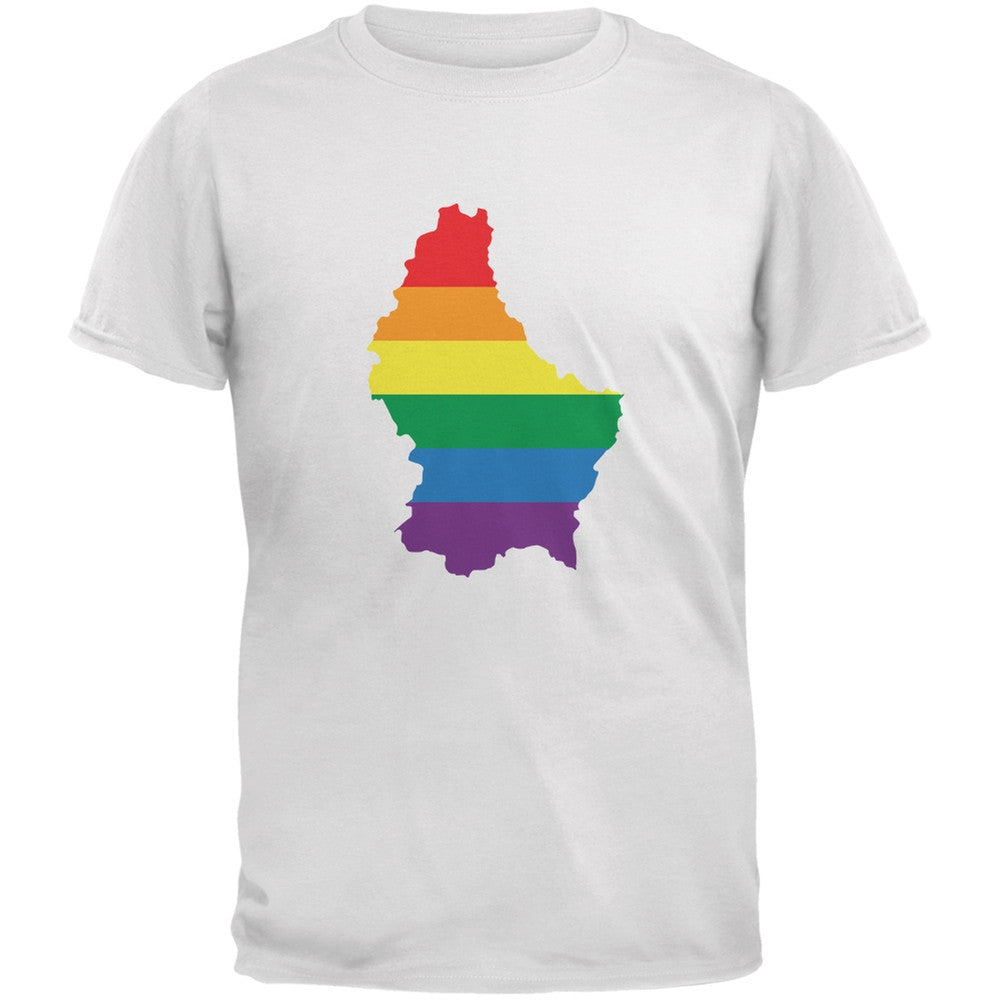 Luxembourg LGBT Gay Pride Rainbow White Adult T-Shirt Men's T-Shirts Old Glory 2XL White 