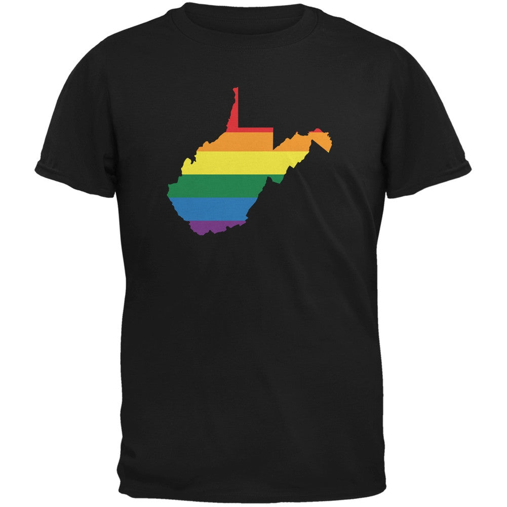 West Virginia LGBT Gay Pride Rainbow Black Adult T-Shirt Men's T-Shirts Old Glory 2XL Black 