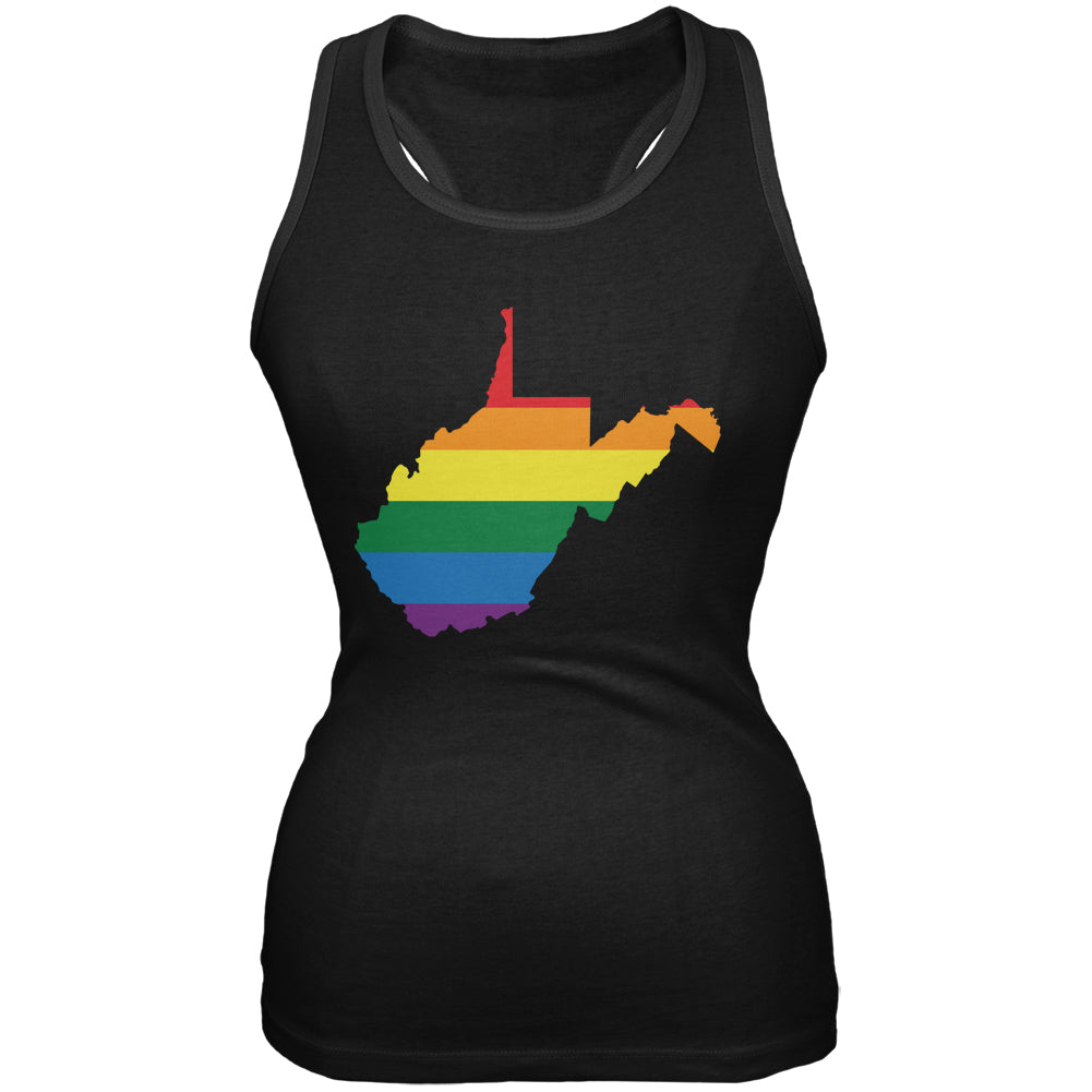 West Virginia LGBT Lesbian Pride Rainbow Black Juniors Soft Tank Top Juniors Tank Tops LGBT 2XL Black 