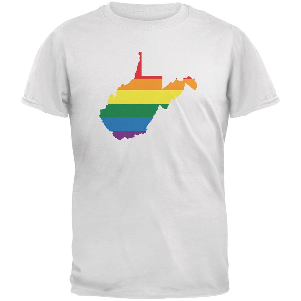 West Virginia LGBT Gay Pride Rainbow White Adult T-Shirt Men's T-Shirts LGBT 2XL White 