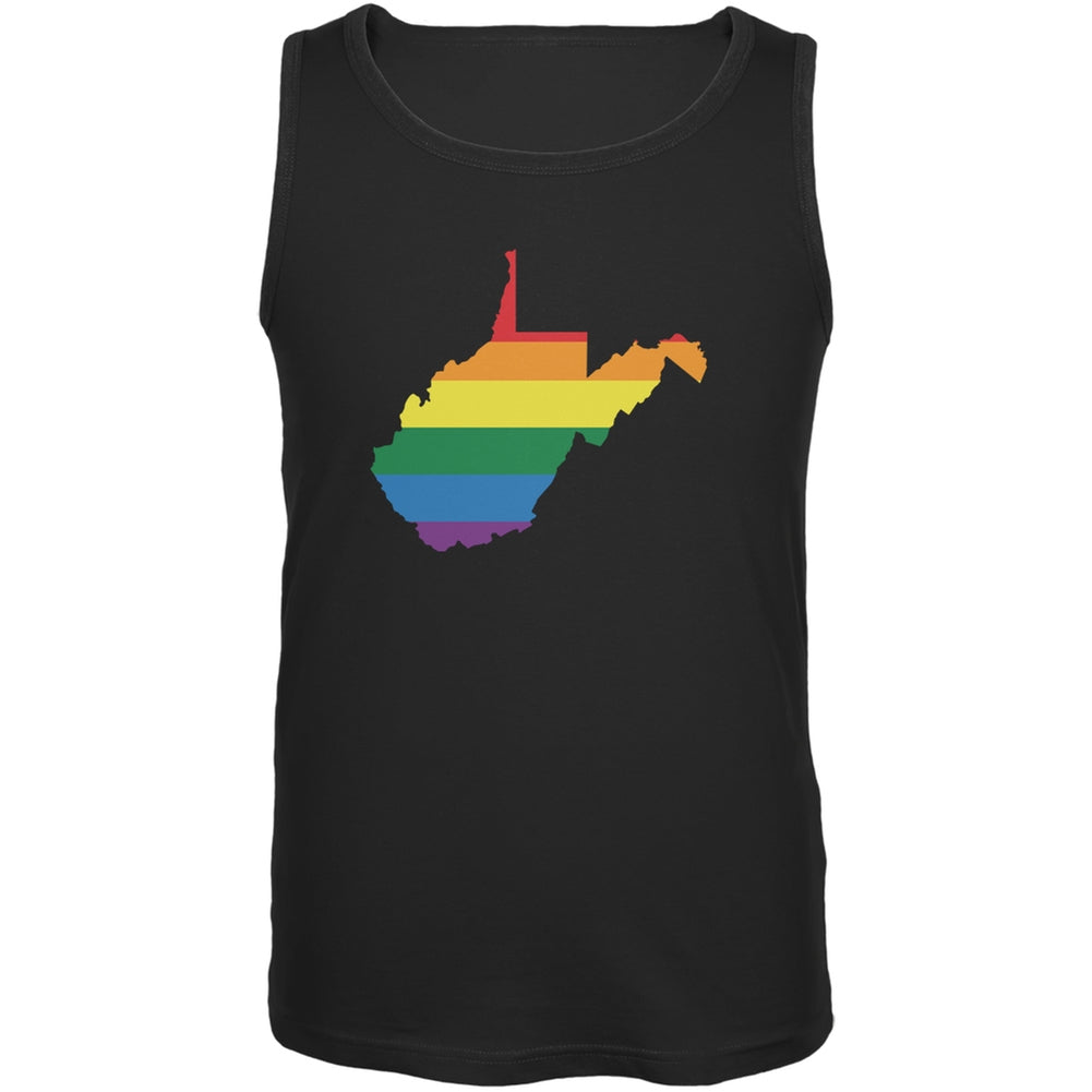 West Virginia LGBT Gay Pride Rainbow Black Adult Tank Top Men's Tank Tops Old Glory 2XL Black 