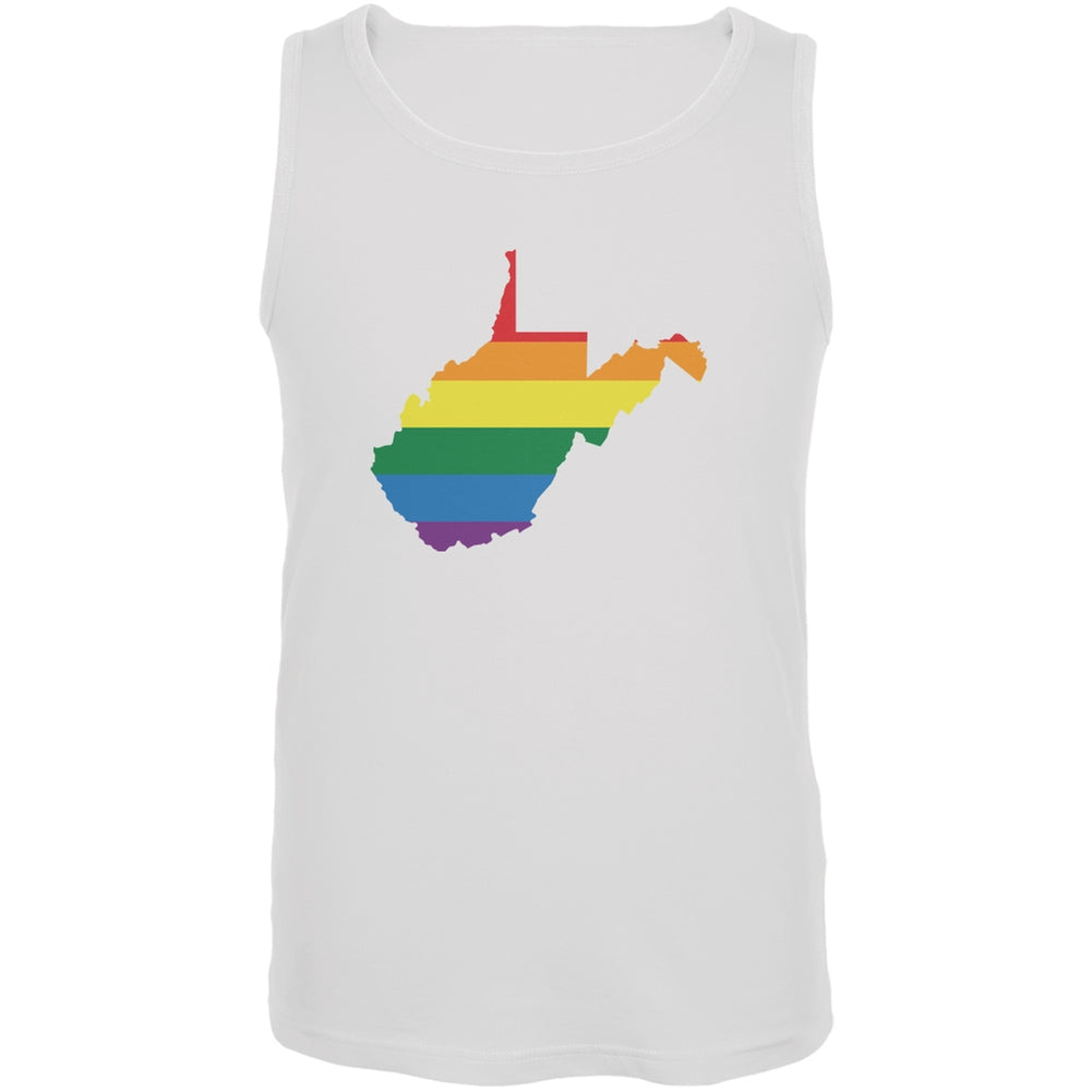 West Virginia LGBT Gay Pride Rainbow White Adult Tank Top Men's Tank Tops Old Glory 2XL White 