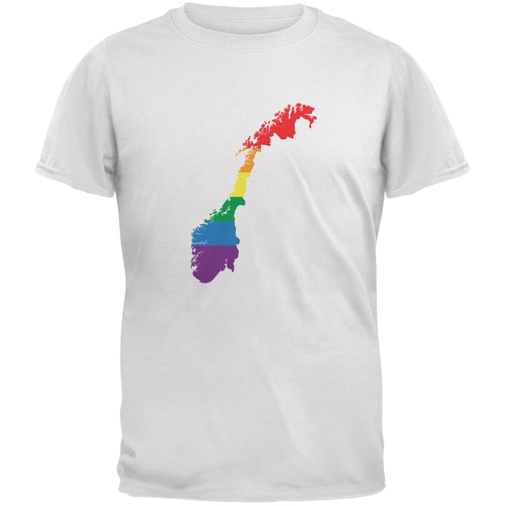 Norway LGBT Gay Pride Rainbow White Adult T-Shirt Men's T-Shirts Old Glory 2XL White 