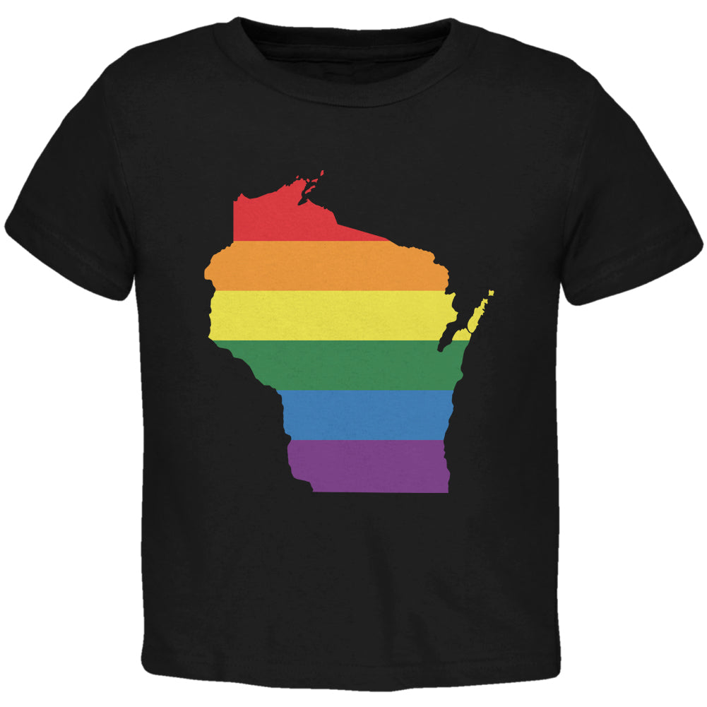 Wisconsin LGBT Gay Pride Rainbow Black Toddler T-Shirt Toddler T-Shirts LGBT 2T Black 