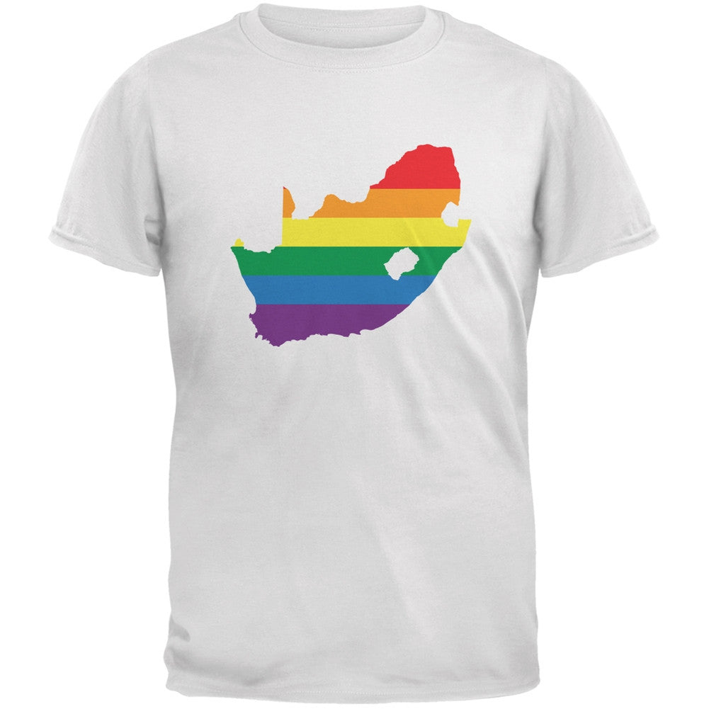 South Africa LGBT Gay Pride Rainbow White Adult T-Shirt Men's T-Shirts Old Glory 2XL White 