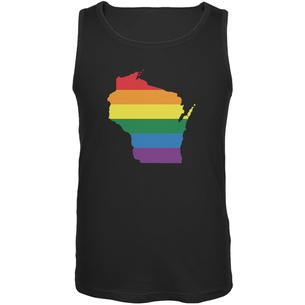 Wisconsin LGBT Gay Pride Rainbow Black Adult Tank Top Men's Tank Tops Old Glory 2XL Black 