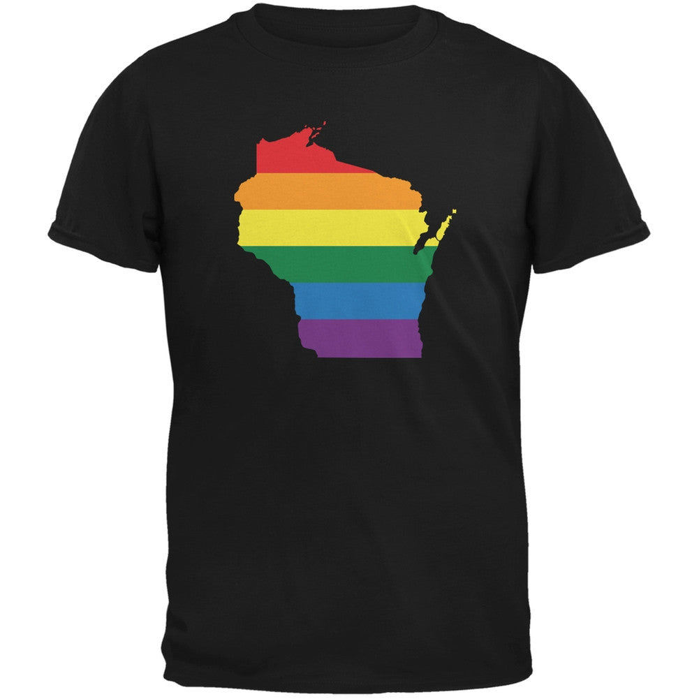 Wisconsin LGBT Gay Pride Rainbow Black Youth T-Shirt Youth T-Shirts Old Glory LG Black 