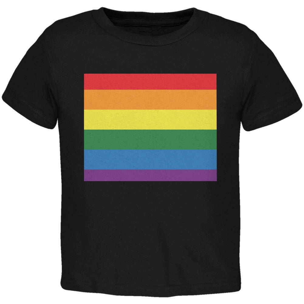 Wyoming LGBT Gay Pride Rainbow Black Toddler T-Shirt Toddler T-Shirts Old Glory 2T Black 