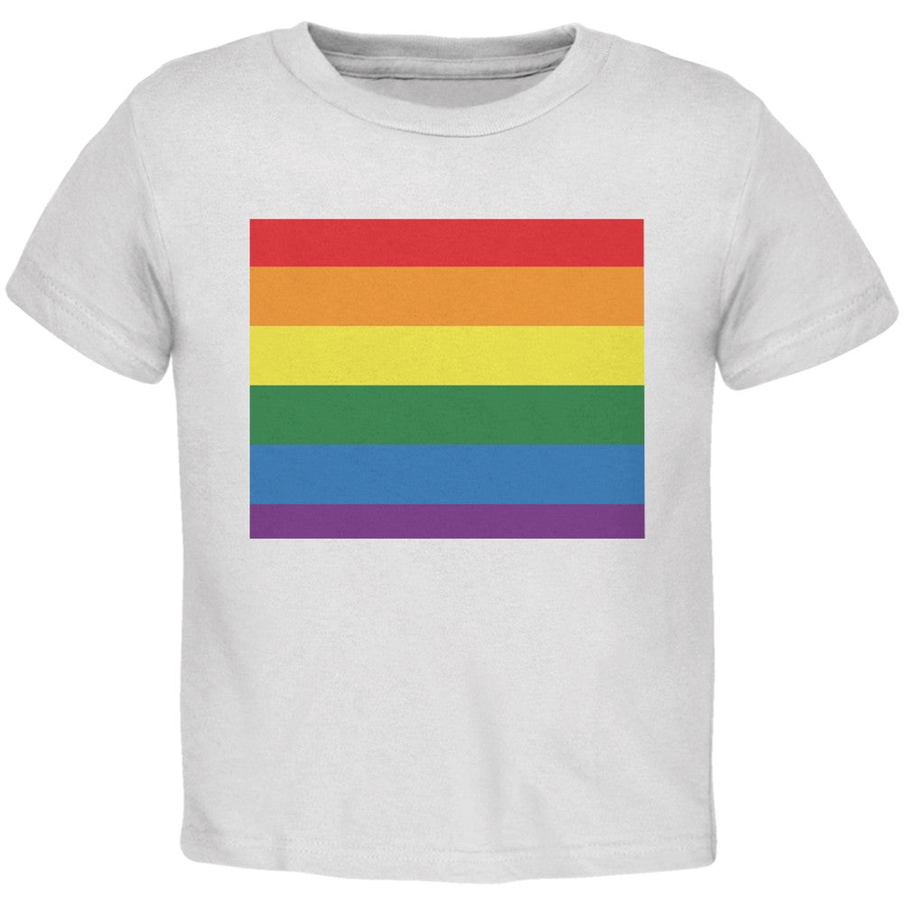 Wyoming LGBT Gay Pride Rainbow White Toddler T-Shirt Toddler T-Shirts Old Glory 2T White 