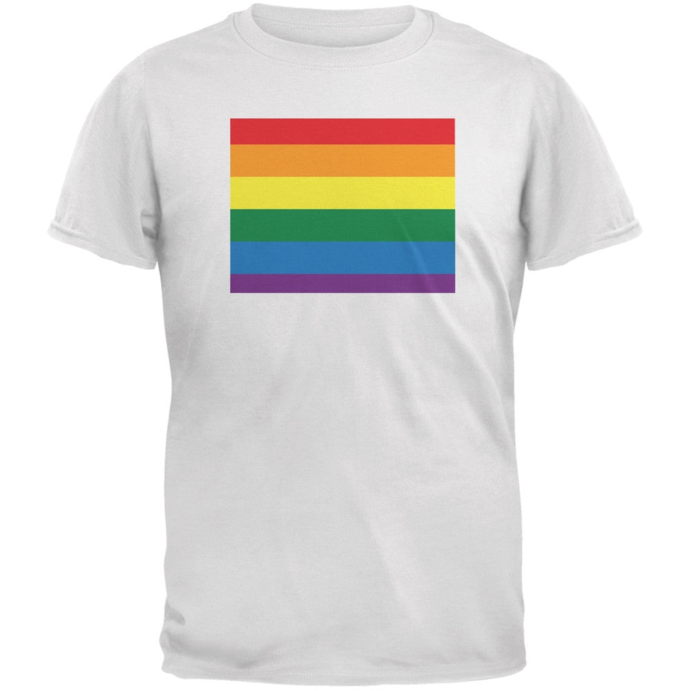 Wyoming LGBT Gay Pride Rainbow White Adult T-Shirt Men's T-Shirts Old Glory 2XL White 