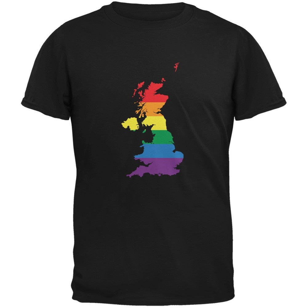 UK LGBT Gay Pride Rainbow Black Adult T-Shirt Men's T-Shirts Old Glory 2XL Black 