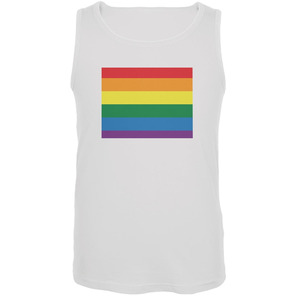 Wyoming LGBT Gay Pride Rainbow White Adult Tank Top Men's Tank Tops Old Glory 2XL White 