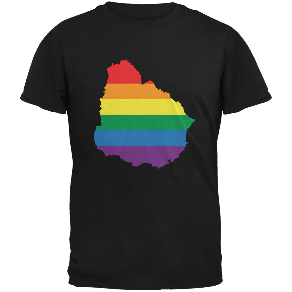 Uruguay LGBT Gay Pride Rainbow Black Adult T-Shirt Men's T-Shirts LGBT 2XL Black 