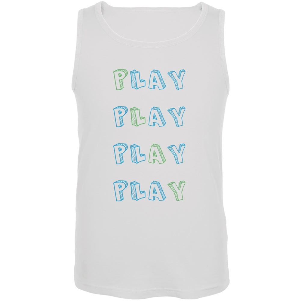 All About Play White Adult Tank Top Men's Tank Tops Old Glory 2XL White 