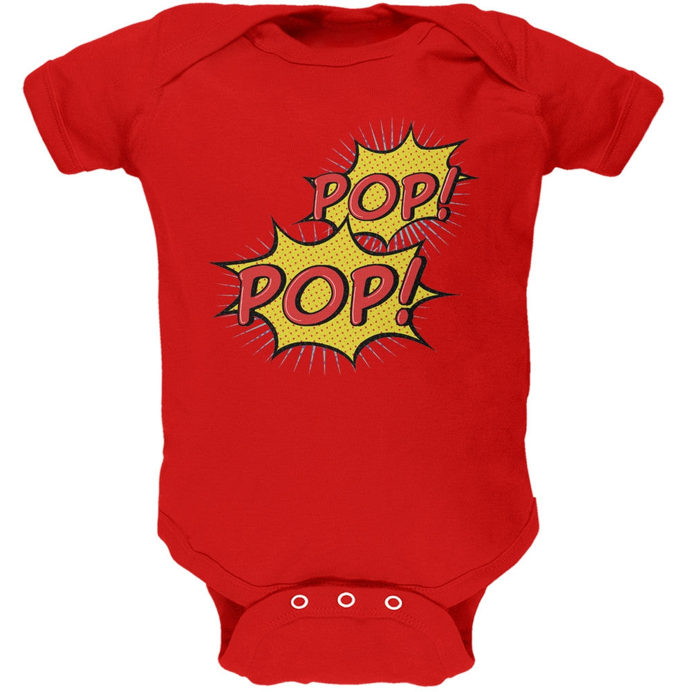 POP! POP! Red Soft Baby One Piece Baby One Piece Old Glory 0-3M Red 