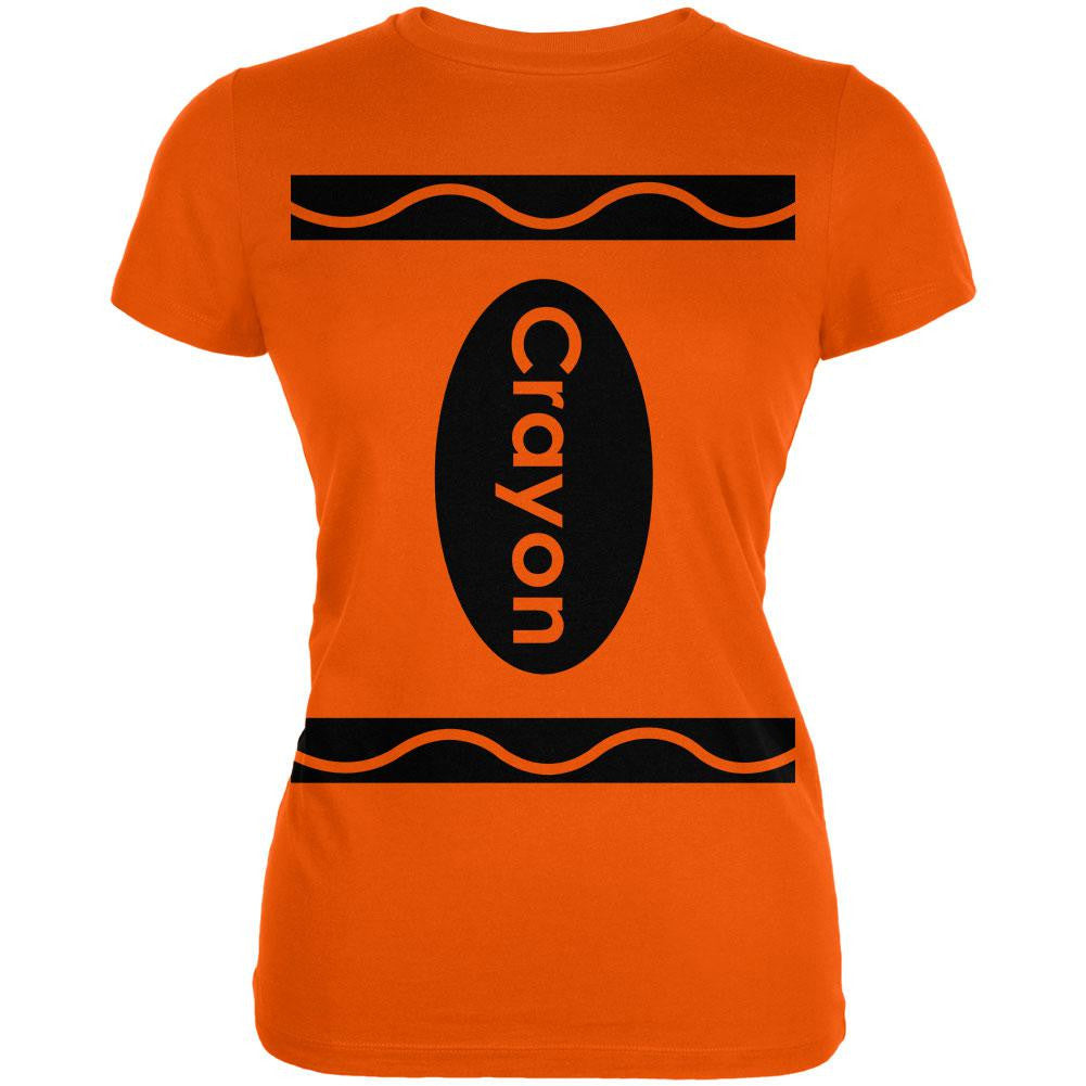 Halloween Crayon Costume Orange Juniors Soft T-Shirt Juniors T-Shirts Old Glory 2XL Orange 