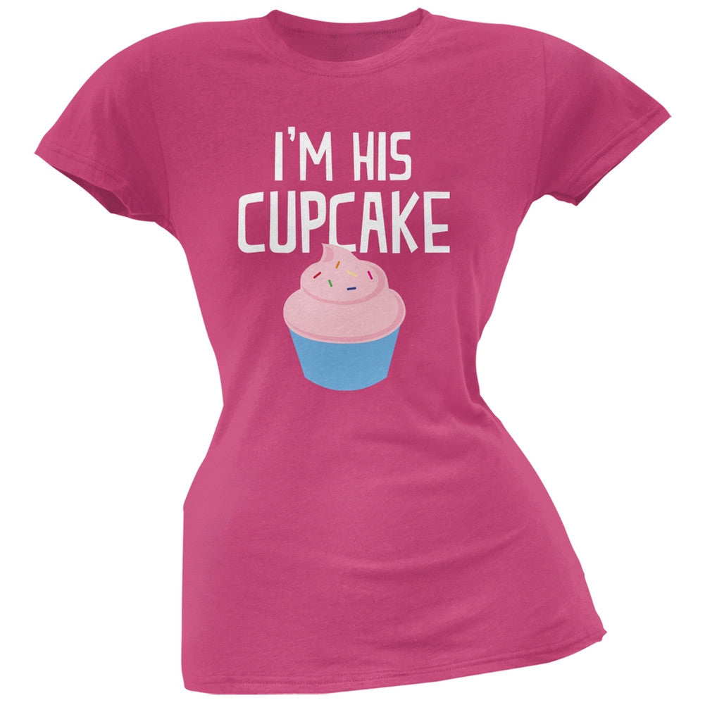 I'm His Cupcake White Soft Juniors T-Shirt Juniors T-Shirts Old Glory   