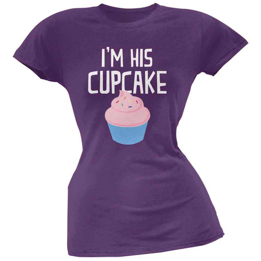 I'm His Cupcake Purple Soft Juniors T-Shirt Juniors T-Shirts Old Glory 2XL Purple 