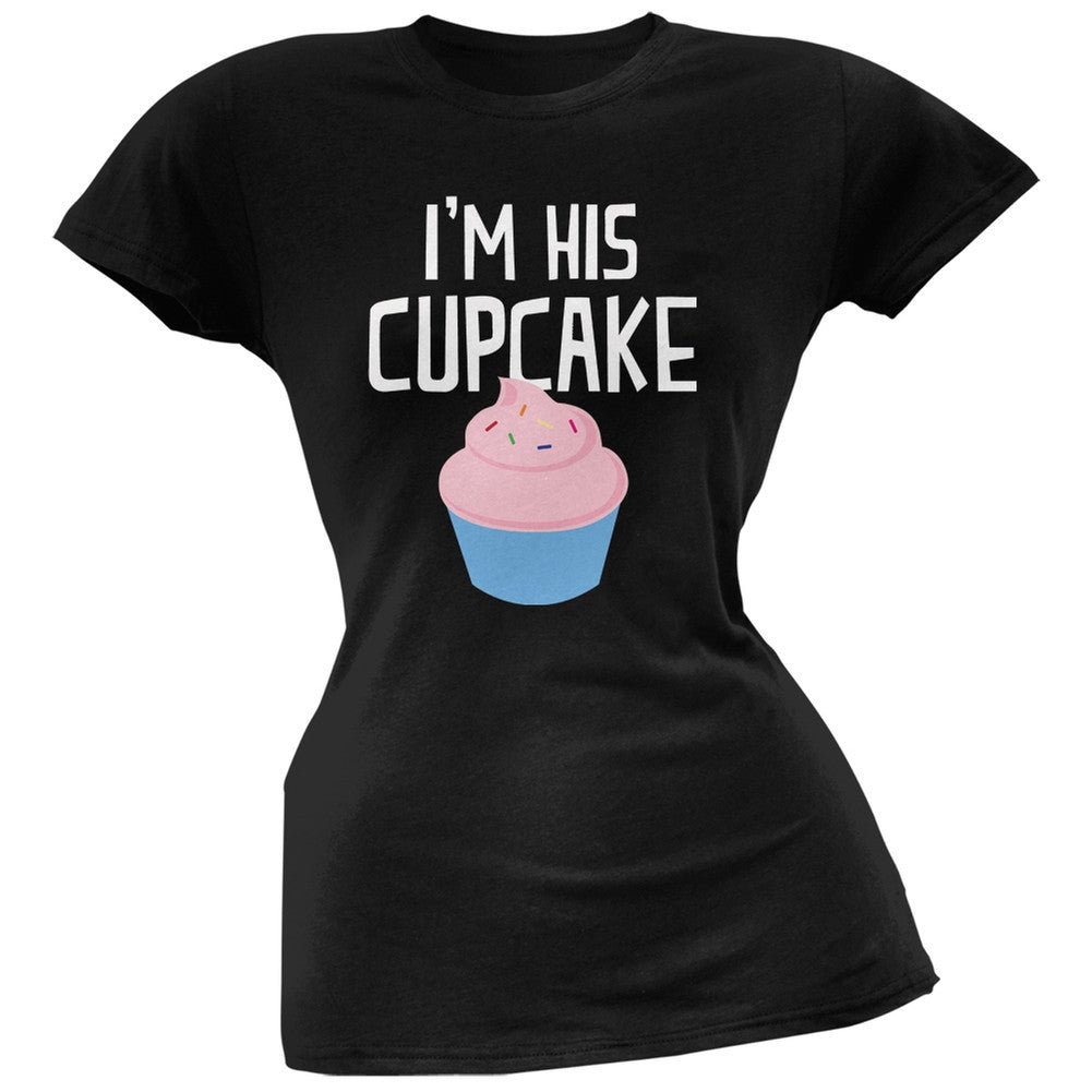 I'm His Cupcake Black Soft Juniors T-Shirt Juniors T-Shirts Old Glory 2XL Black 