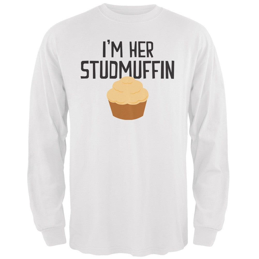 I'm Her Studmuffin White Adult Long Sleeve T-Shirt Men's Long Sleeves Old Glory 2XL Black 