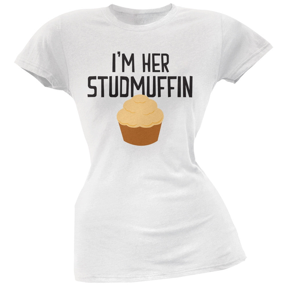 Valentine's Day I'm Her Studmuffin Brown Juniors Soft T-Shirt Juniors T-Shirts Old Glory   