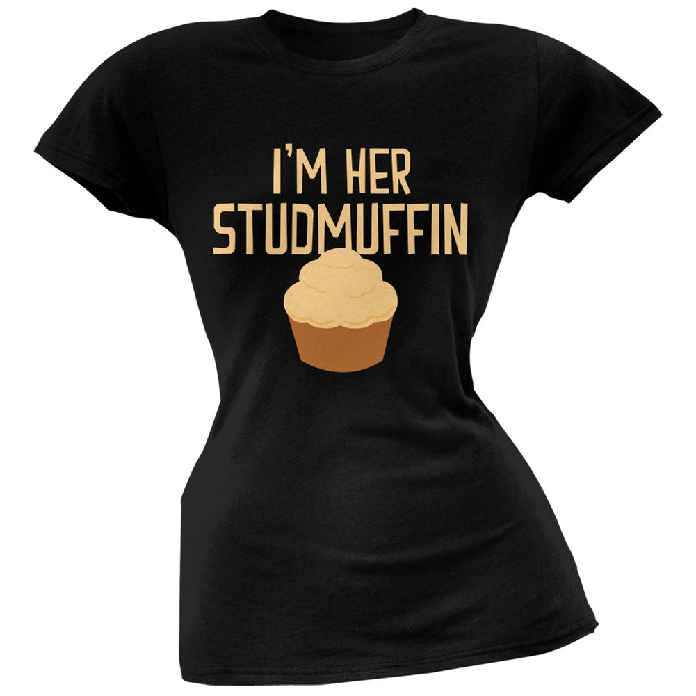 Valentine's Day I'm Her Studmuffin Brown Juniors Soft T-Shirt Juniors T-Shirts Old Glory   