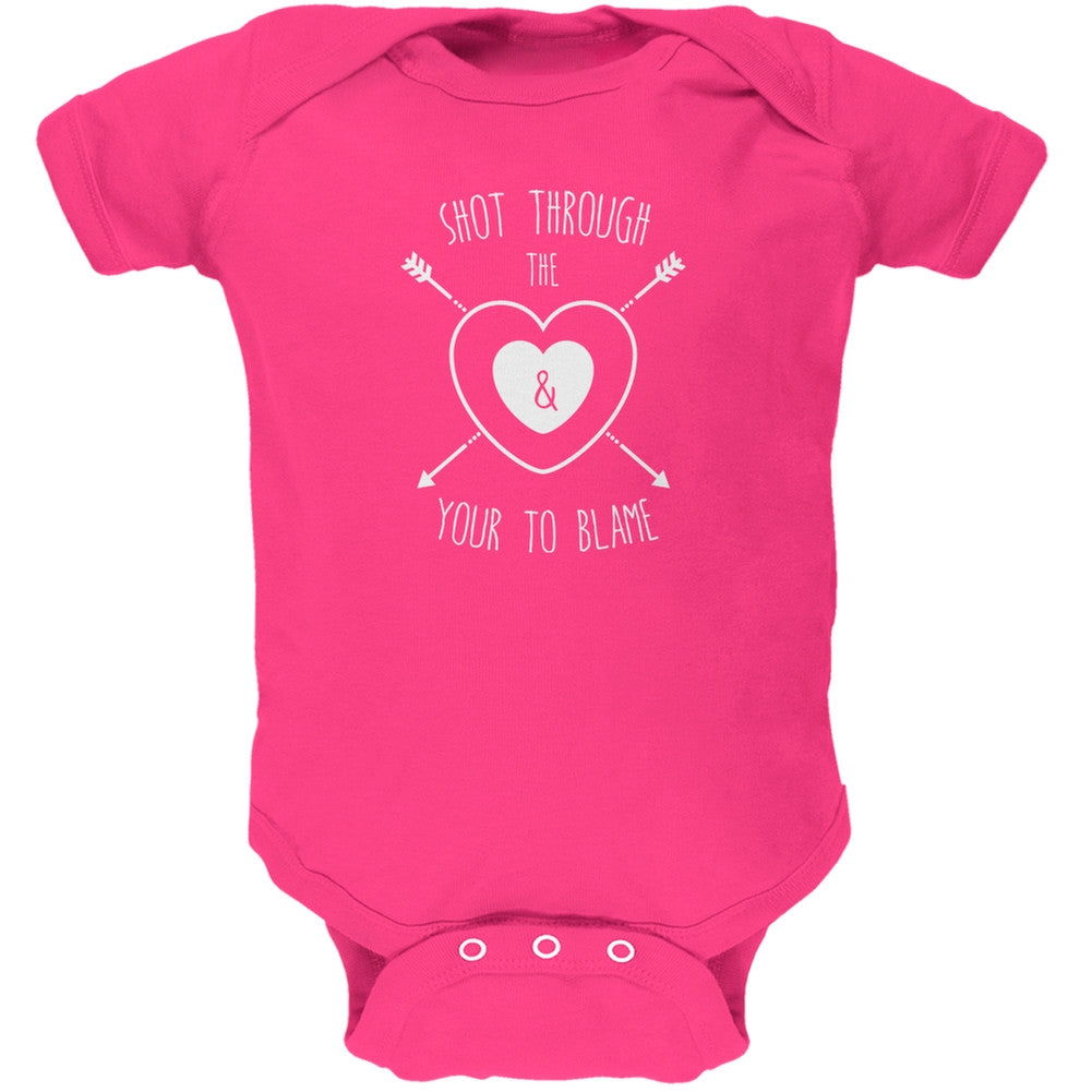 Shot Through The Heart Hot Pink Baby One Piece Baby One Piece Old Glory 0-3M Pink 