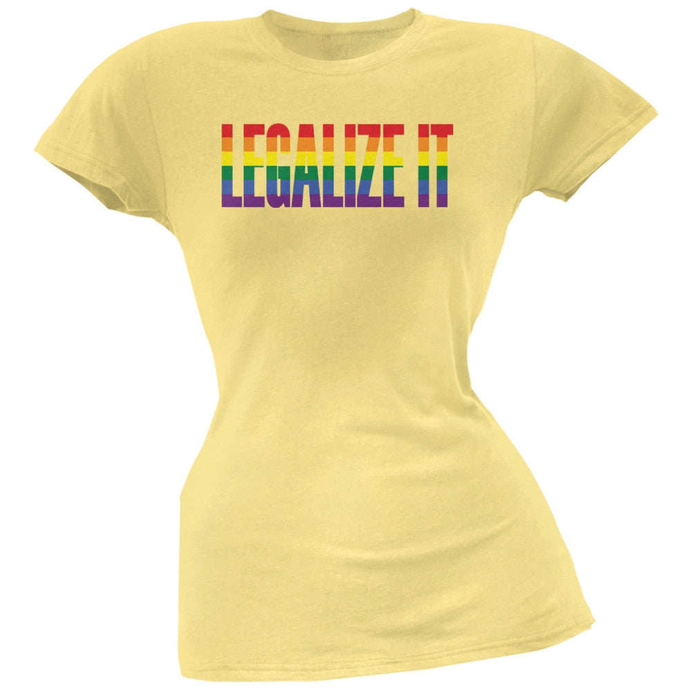 Legalize It Gay Rights Pride Yellow Juniors Soft T-Shirt Juniors T-Shirts Old Glory 2XL Yellow 